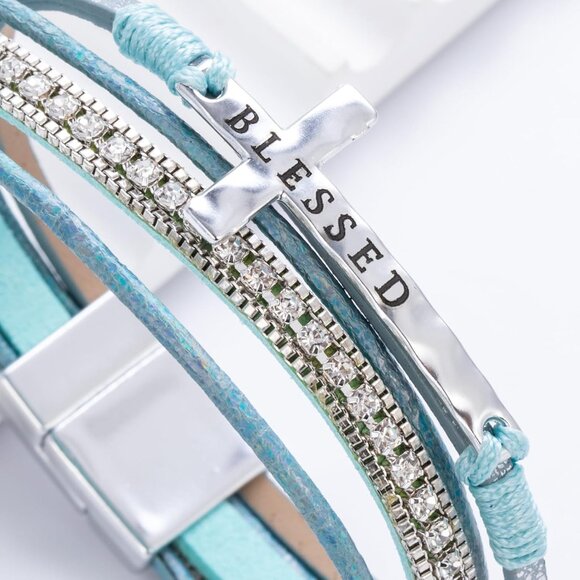 Cross Leather Bracelets Religious Christian Jewelry Boho Wrap Cuff Bangle - Picture 5 of 6